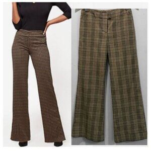 H&M Brown Plaid Flare Pants